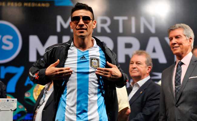Sergio Martinez wore an Argentina soccer jersey during the weigh-in for his fight vs. Martin Murray.